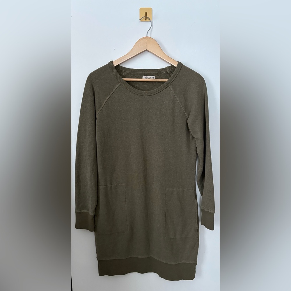 XS Toad & Co. Army Green Epiq Long-Sleeve Hemp Cotton Sweater Dress - Picture 3 of 7
